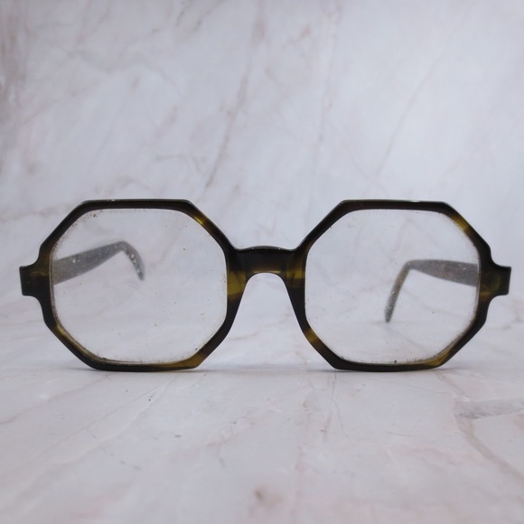 Vintage Bausch & Lomb Octagon Eyeglasses Tortoise Shell Frames 5 1/4 1970s Retro
